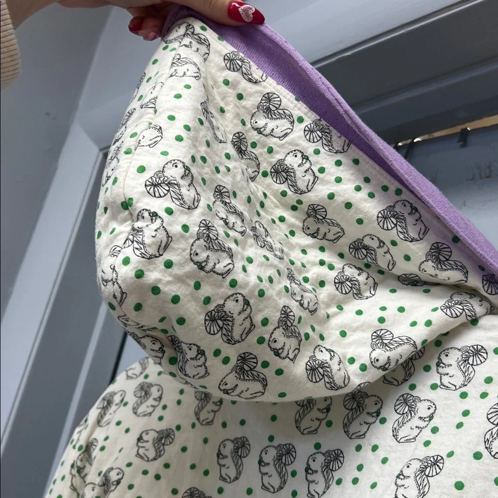 Anthropologie Porridge Whimsical Squirrel Print Tie-Wrap Robe - Picture 5 of 12